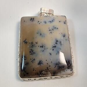 Necklace Pendants Dendritic Agate Handmade Jewelry in Sterling Silver Rectangle